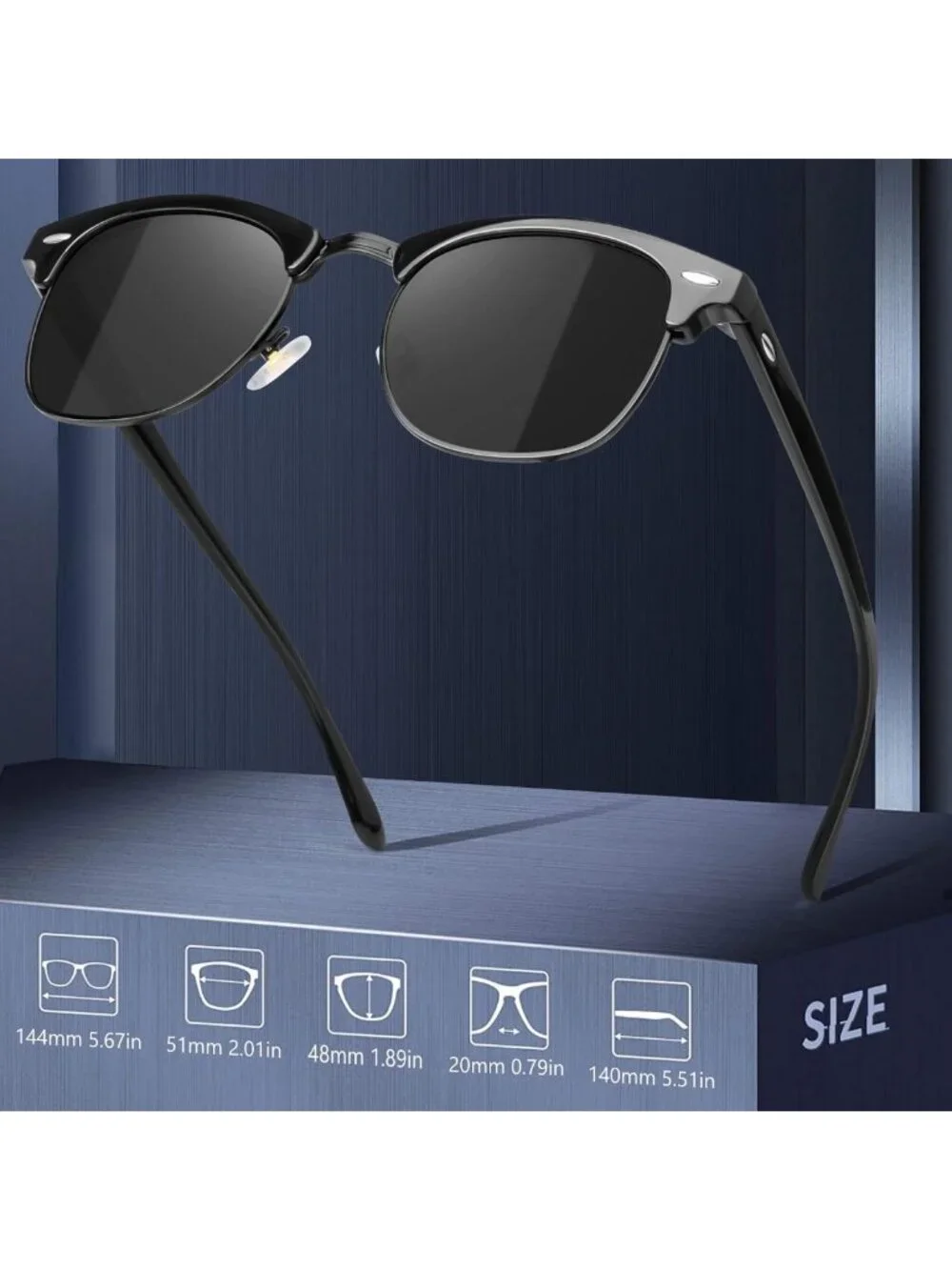 Retro Polarized Sunglasses for Men & Women | Semi-Rimless, UV Protection Goggles